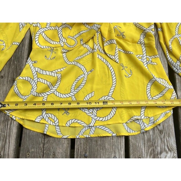 Cabi Reef Knot Women Sz Small Yellow Peplum Blouse Zipper Nautical Sailing - Picture 14 of 16
